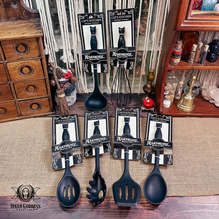 Black Cat Kitchen Utensils Set of 6 for Kitchen Witchery