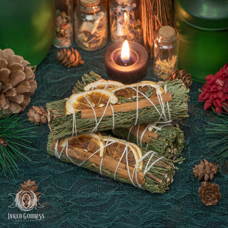 Load image into Gallery viewer, Cedar, Orange, and Cinnamon Bundle for Smoke Cleansing
