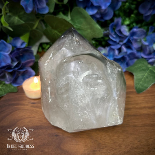 Chlorite Quartz Point Skull for Protection Against Psychic Attacks