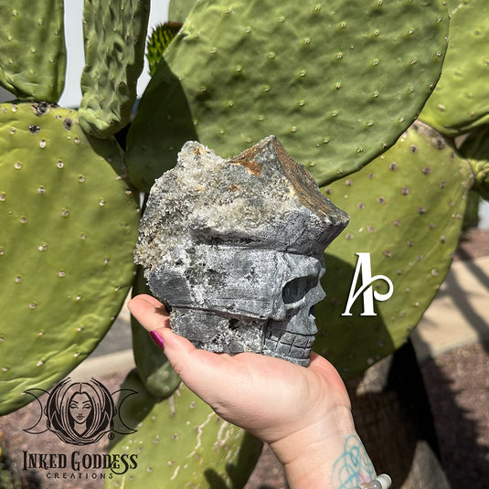 Chrysanthemum Quartz Skull for Deep Ancestral Healing