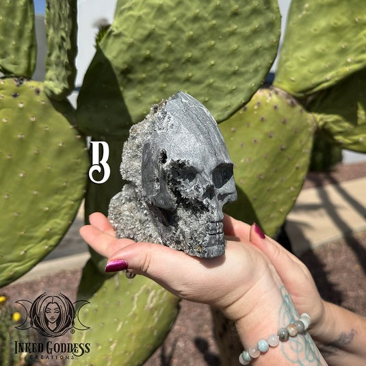 Chrysanthemum Quartz Skull for Deep Ancestral Healing
