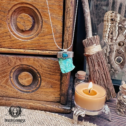 Chrysocolla Raw Necklace for Open Communication