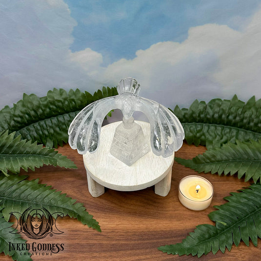 Clear Quartz Balance Eagle with Pyramid for Revitalizing Energy