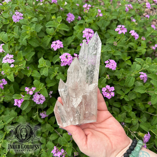 Clear Quartz Carved Point Cluster for Radiating Healing Energy