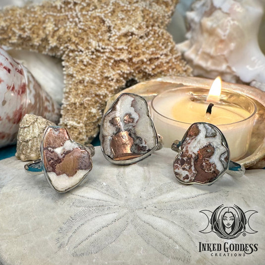 Copper with Agate Sterling Silver Ring for Clear & Powerful Magick
