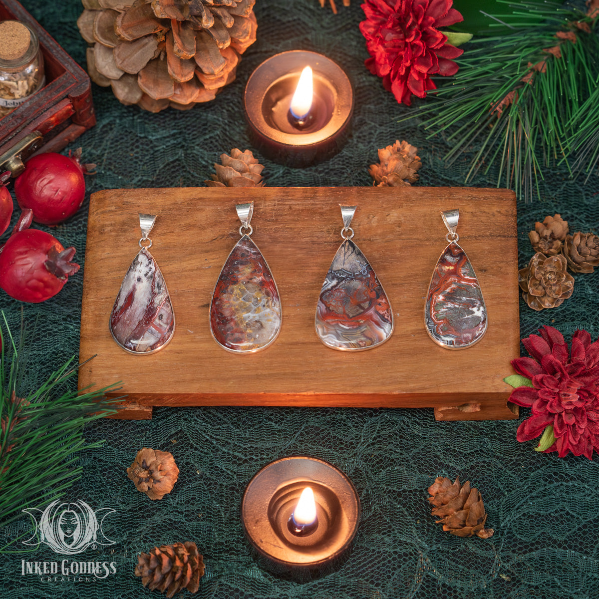 Crazy Lace Agate Teardrop Necklace for Happy Confidence