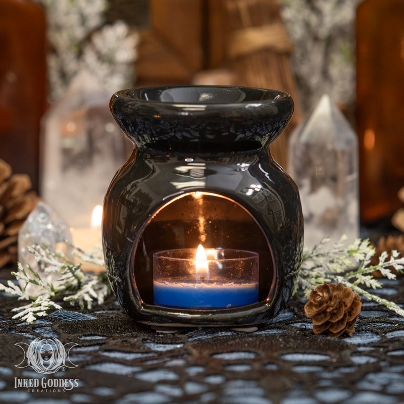 Load image into Gallery viewer, Crescent Moon Witchy Ceramic Burner for Shadow Working Magick
