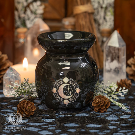 Crescent Moon Witchy Ceramic Burner for Shadow Working Magick