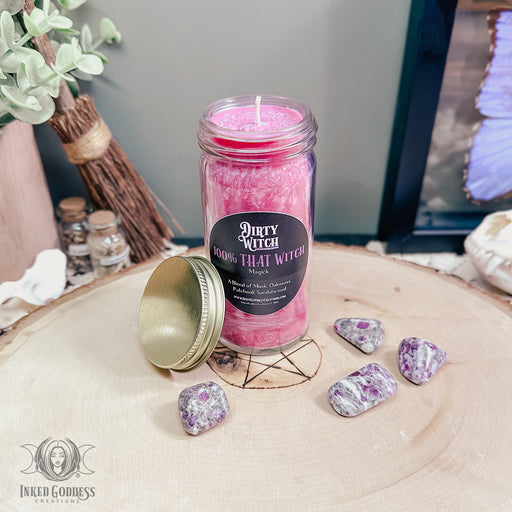 100% That Witch Mini Jar Candle - Dirty Witch - Magickal Amplification- Inked Goddess Creations
