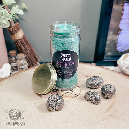 Rich Witch Mini Jar Candle- Dirty Witch- Money Manifestation- Inked Goddess Creations