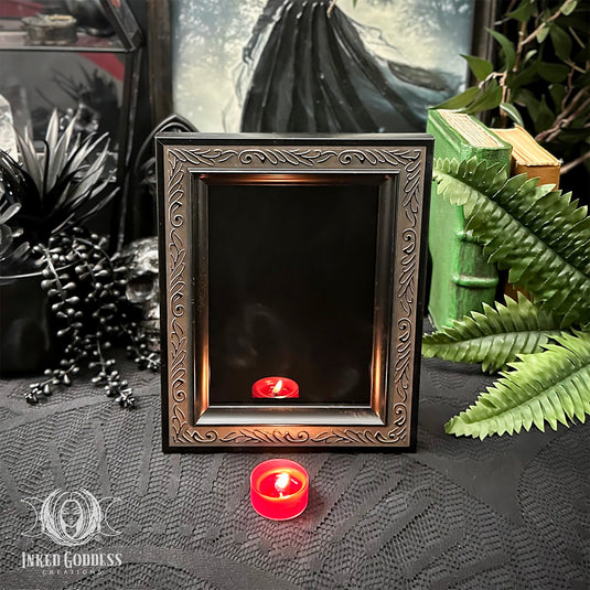 Dark Brown Detailed Border Scrying Mirror- OOAK