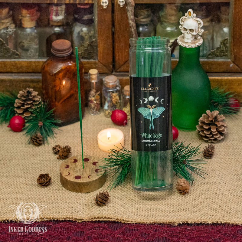 Load image into Gallery viewer, Dark Forest Incense in Glass Holder for Amplified Spellwork
