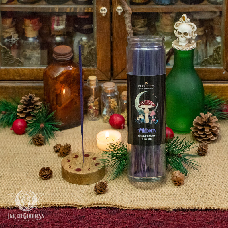 Load image into Gallery viewer, Dark Forest Incense in Glass Holder for Amplified Spellwork
