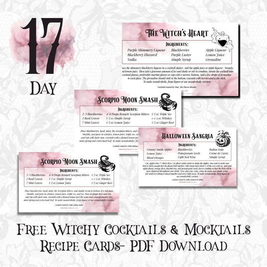 Witchy Cocktails & Mocktails Recipe Cards Download- 31 Days of Samhain 2026