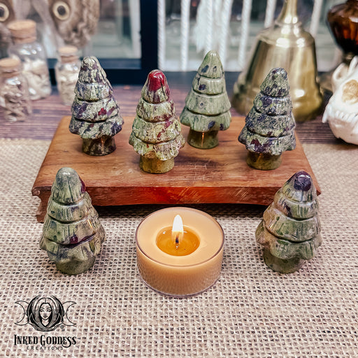 Dragon's Blood Jasper Gemstone Yule Tree Carving for Strength