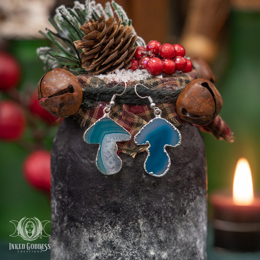 Dyed Agate Mushroom Earrings for Playful Cottagecore Vibes