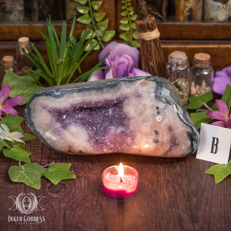 Load image into Gallery viewer, Eclectic Amethyst Geode for Flowing Spiritual Energy
