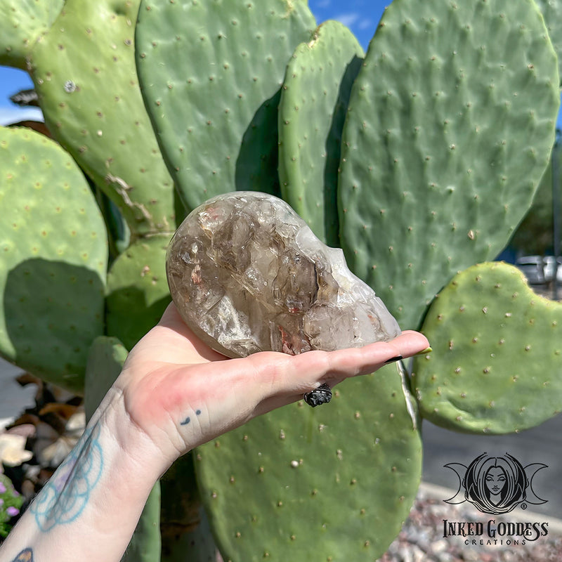 Load image into Gallery viewer, Elestial Smoky Quartz Skull for Multi-Dimensional Magick
