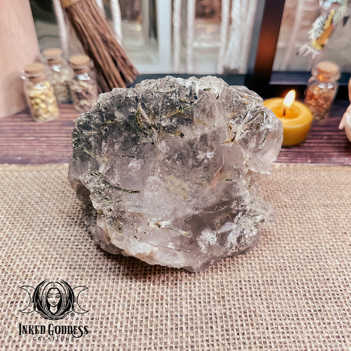 Epidote in Quartz Raw Gemstone for Optimism