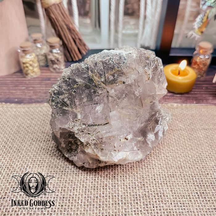 Epidote in Quartz Raw Gemstone for Optimism