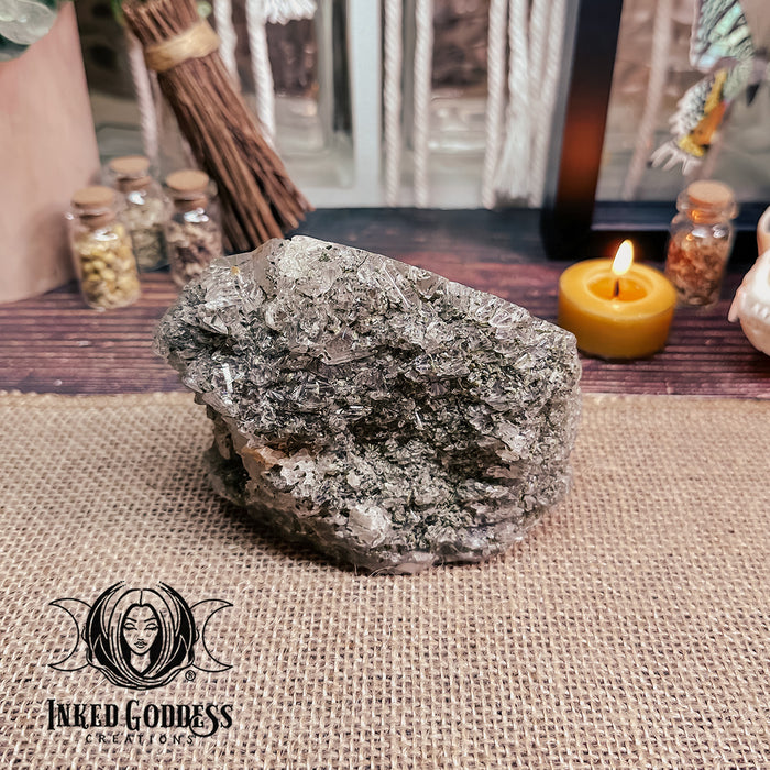 Epidote in Quartz Raw Gemstone for Optimism
