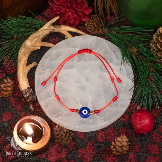 Jewel String Evil Eye Red String Adjustable Bracelet for Protection – Inked Goddess ...