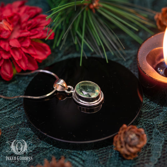 Faceted Fluorite Sterling Silver Necklace for Aura Cleansing