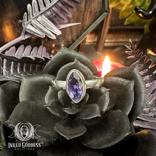 Faceted Iolite Sterling Silver Ring for Astral Projection