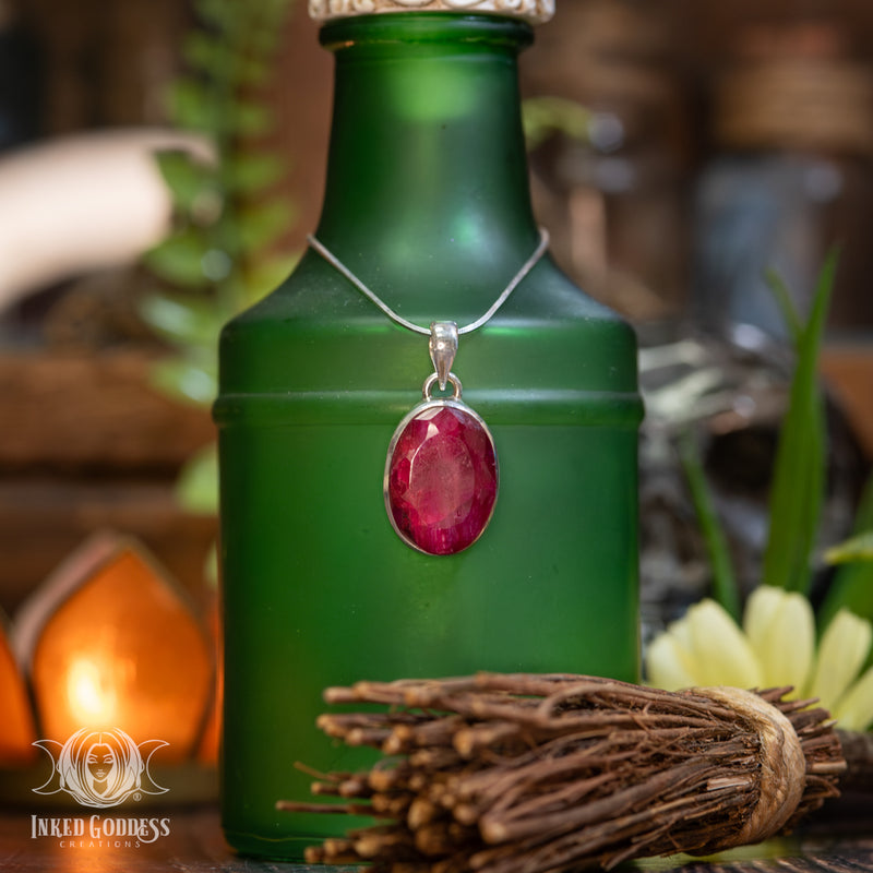 Load image into Gallery viewer, Faceted Ruby Sterling Silver Necklace for Igniting Passions
