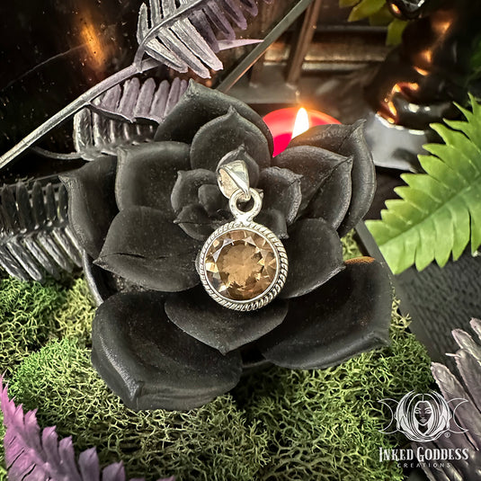 Faceted Smoky Quartz Sterling Silver Pendant for Channeling Spirits