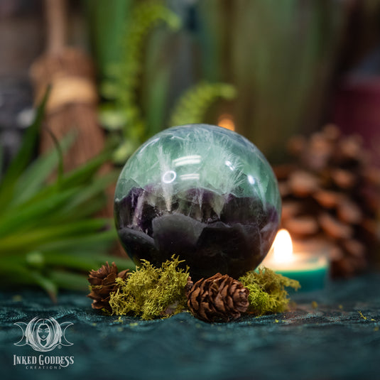 Feather Fluorite Sphere for Confident Optimism