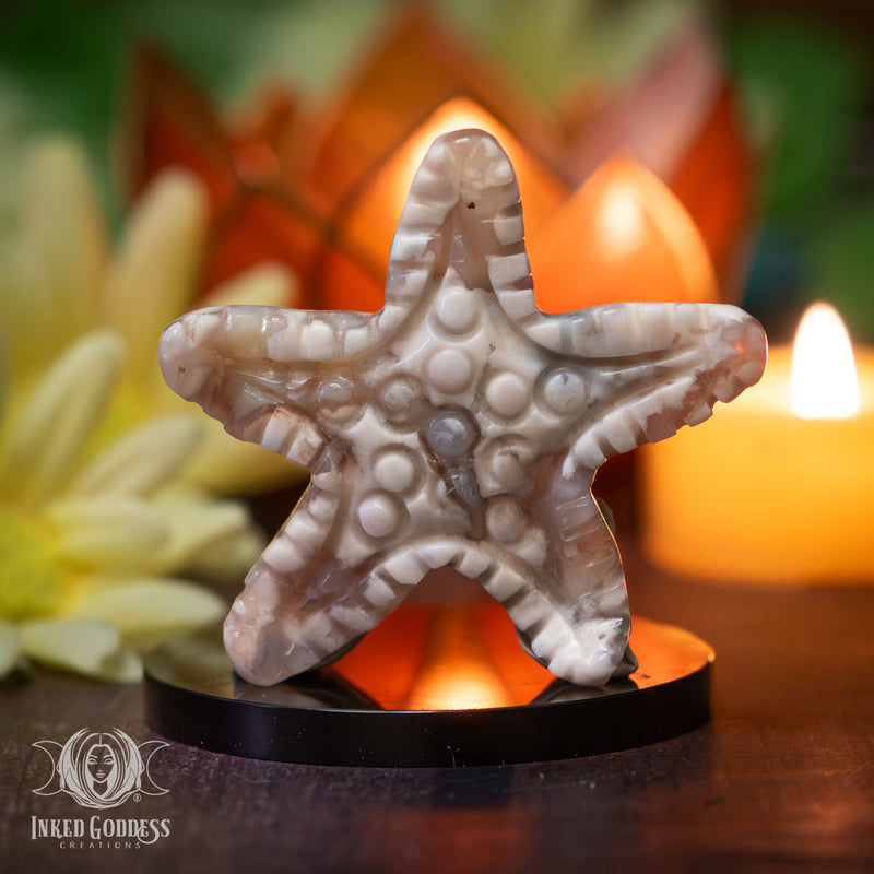 Load image into Gallery viewer, Flower Agate Starfish for Nurturing Ocean Magick
