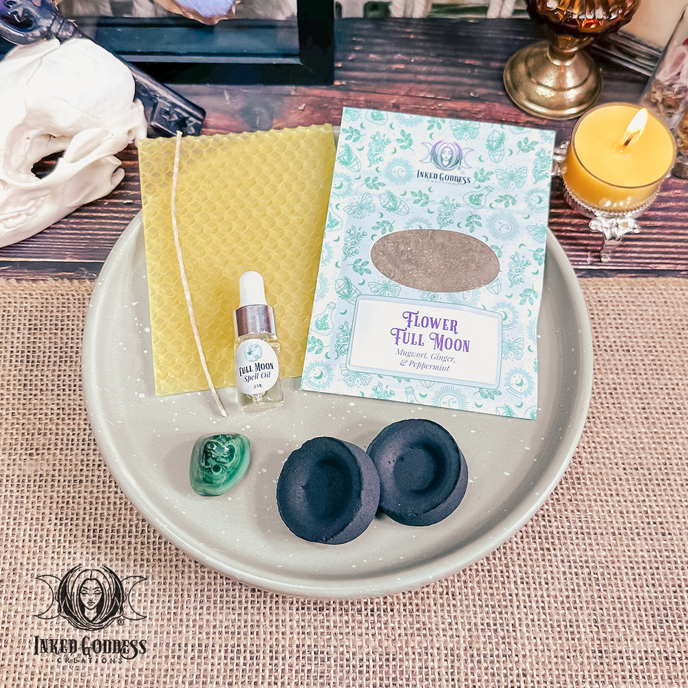 Flower Full Moon Ritual Kit for May 23 in Sagittarius - DIY Beeswax Candle
