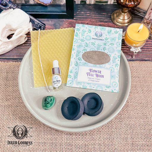 Flower Full Moon Ritual Kit for May 23 in Sagittarius - DIY Beeswax Candle