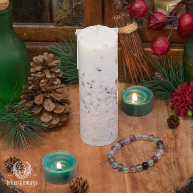 Fluorite Pillar Candle and Bracelet Set for Confidence