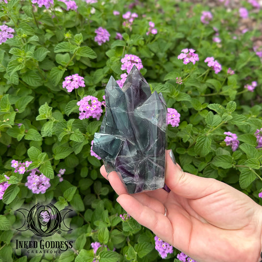 Fluorite Carved Point Cluster for Psychic Visions & Spiritual Balance
