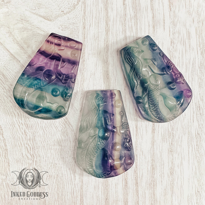 Fluorite Mermaid Carving for Enhanced Flow- Inked Goddess Creations