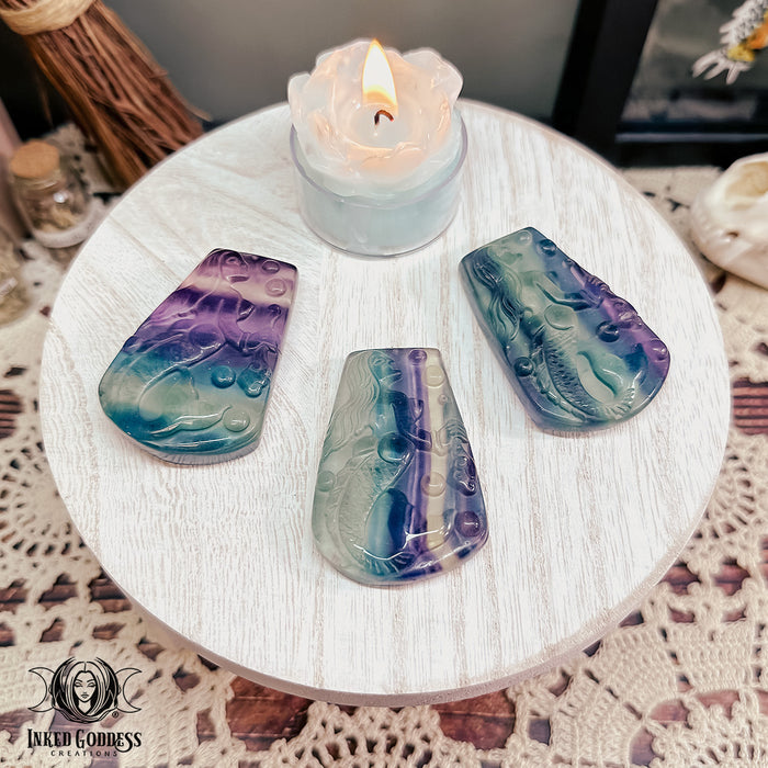 Fluorite Mermaid Carving for Enhanced Flow- Inked Goddess Creations