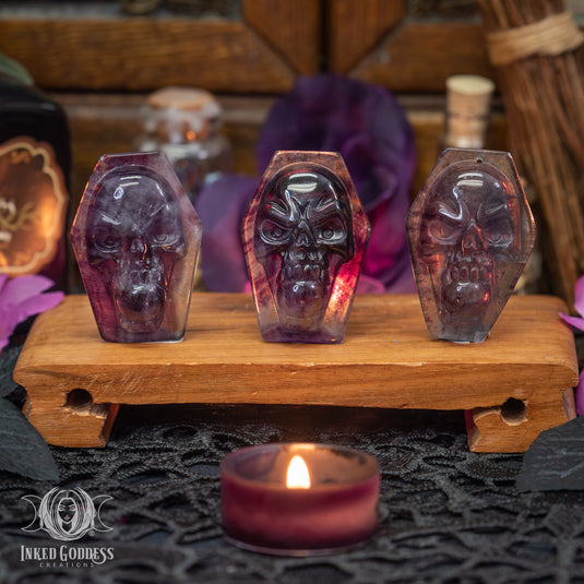 Fluorite Coffin Flat Skull for Ancestor Magick