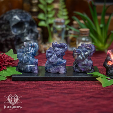 Dark Fluorite Sitting Elephant for Wise Strength