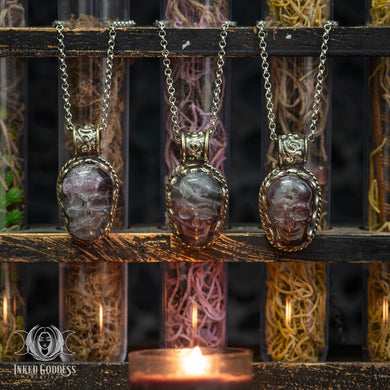 Fluorite Skull Tibetan Necklace for Self-Confidence
