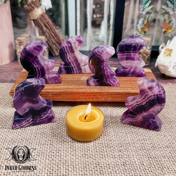 Standing Fluorite Moon Carving for Mystic Visions