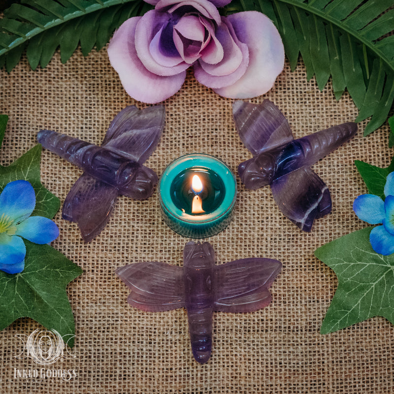 Load image into Gallery viewer, Fluorite Dragonfly for Courageous Transformations
