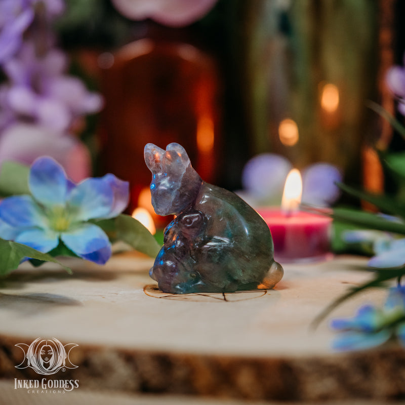 Load image into Gallery viewer, Fluorite Rabbit - Mom and Baby for Nurturing Energy
