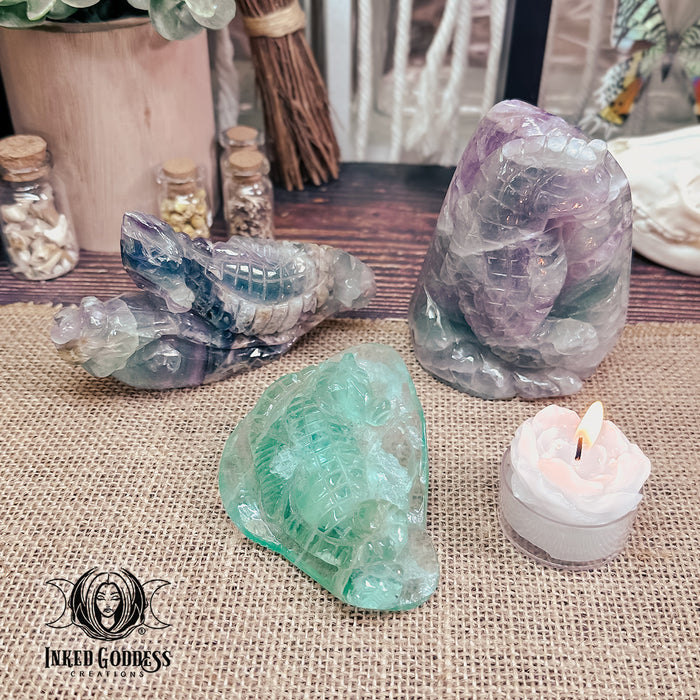 Seahorse Fluorite Carving for Enhanced Flow