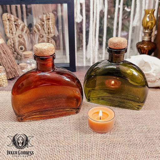 Half Moon Glass Potion Bottle with Cork