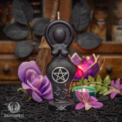 Goddess-Shaped Black Candle for Divine Feminine Fire