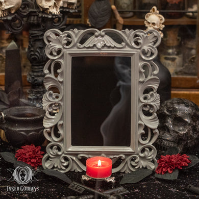 Gray Filagree Scrying Mirror - OOAK
