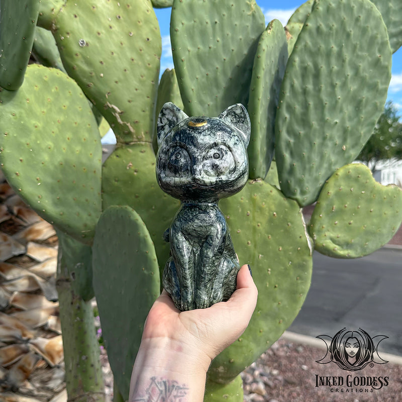Load image into Gallery viewer, Jasper Half-Moon Cat for Protection and Grounding
