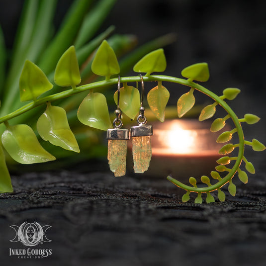 Green Kyanite Raw Earrings for Chakra Alignment